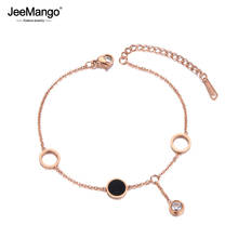 Jeemango bohemia aço inoxidável preto acrílico chain & link pulseiras para as mulheres na moda cz cristal charme pulseira jóias jb19054 2024 - compre barato