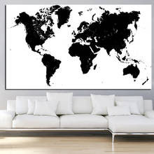 Mapa del mundo abstracto en blanco y negro, pintura moderna, carteles e impresiones, Cuadros artísticos de pared para sala de estar, sin marco 2024 - compra barato