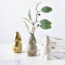 Vaso de cerâmica feminino, vaso estilo nórdico de artes, vaso de flores, acessórios de decoração para casa, presentes de fim de ano 2024 - compre barato