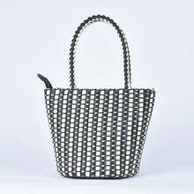 2022 spring and summer new leather hand-woven bag Japanese bucket bag black and white color single shoulder handbag 2024 - buy cheap
