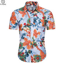Hawaiian Shirts Flower Print Streetwear Mens Tops Casual Slim Fit Shirt Short Sleeve Cotton Men Chemise Homme camisa masculina 2024 - buy cheap