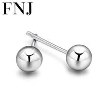FNJ-pendientes de plata de primera ley con forma de bola para mujer, aretes pequeños, plata esterlina 925, S925, buena suerte 2024 - compra barato