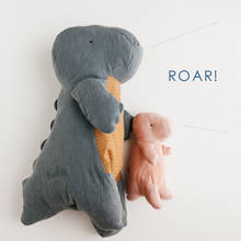 Brinquedo artesanal de linho com dinossauro, brinquedo de animal de pelúcia, macio e confortável 2024 - compre barato