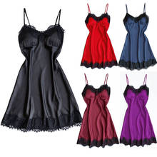 Women Nightgowns V-neck Spaghetti Strap Lace Dress Multicolor  Sleep Wear Red Blue Purple Black White Burgundy Sexy Dress 2024 - buy cheap