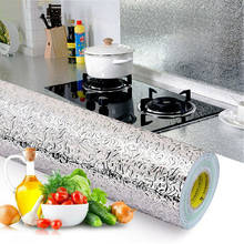 Новые кухонные маслостойкие наклейки, высокотемпературные водонепроницаемые самоклеющиеся настенные шкафы, алюминиевая фольга, бумага для стен 2024 - купить недорого