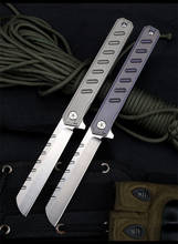 Складной нож с титановой ручкой, японское лезвие из стали D2, 60 HRC TC4, походный боевой Мультитул для повседневного использования, быстрый Карманный резец 2024 - купить недорого