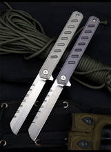 Cuchillo de acero japonés D2 60 HRC TC4, herramienta multiedc de bolsillo rápido, con mango de titanio, plegable, para acampar y combatir al aire libre 2024 - compra barato