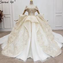 Champagne Ivory Off Shoulder Luxury Bridal Gowns 2020 Dubai Sequins Beading Sexy Plus Size Wedding Dresses BHX0154 Couture Dress 2024 - buy cheap