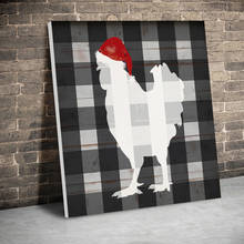 Framed Check Christmas Chicken Posters Canvas Paintings Wall Art Canvas Prints Pictures Kids Room Decor Home Wooden Inner Frame 2024 - buy cheap