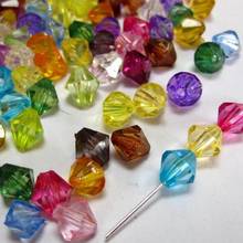 200 Cor Mista Acrílico Transparente Facetada Bicone Spacer Beads 8X8mm 2024 - compre barato