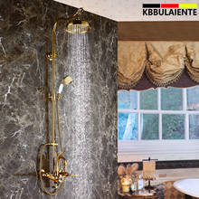 Sistema de ducha Retro Swan Gold, conjunto de ducha de lluvia de cisne de lujo, estilo de pared de 8 pulgadas, traje de ducha B & B para Hotel, diseño dorado 2024 - compra barato