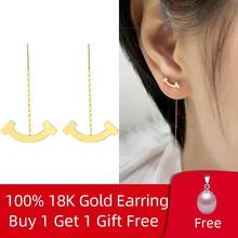 NYMPH Authentic 18K AU750 Drop Earrings for Women Classic Smile Design Long Tassel Earrings Fine Jewelry 2020 E513 2024 - buy cheap