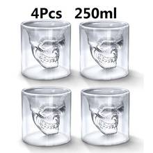 250ML Crystal Skull Head Shot Glass Drinking Ware Double Layers Skull Bottle Glass Tea Cup For Whiskey Wine Vodka Bar Club Beer 2024 - buy cheap