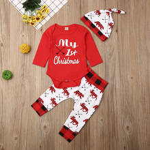 2020 New Hot CANIS casual New Baby Boy Girl Newborn First Christmas printed Clothes Romper Trousers Hat Outfit Set ropa de bebe 2024 - buy cheap