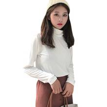 New Bottoming Shirt Spring Korean Students High Collar Slim Long-sleeved T-shirt Female Thin Striped Pattern Loose T Shirt Women 2024 - buy cheap