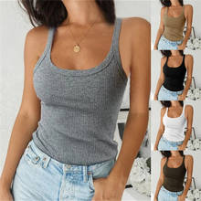 Women Solid Round Neck Ribbed Tank Top Camisole Women Summer Basic Elastic Tank Top O Neck Solid Tank Top Plus Size 2024 - buy cheap