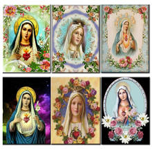 5D Diy Diamond painting full drill square round mosaic Virgin Mary lily painting by numbers Christ Religion Icons StickerZP-3392 2024 - buy cheap