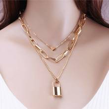 New Multilayer Punk Lock Thicken Heart Hollow Peach Blossom Pendant Necklace Fashion Layered Thick Cross Chain Girl Jewelry 2024 - buy cheap