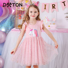 Dxton vestido de unicórnio para meninas, roupa de verão para crianças, desenho de animal, princesa, traje de festa 2020, vestido para meninas 2024 - compre barato