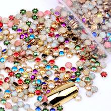 100 Uds. De perlas semiredondas de 4mm de colores mezclados, diamantes de imitación de Metal, cuentas para decoración de uñas, novedad 2024 - compra barato