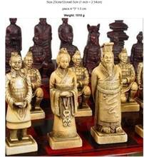 free shipping A Set of ExquisiFree SHIPPING Chinese 32 pieces Terra-Cotta Warriors Statue Chess with Antique Dragon Phoenix Box 2024 - buy cheap