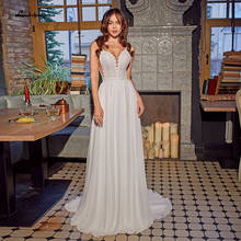 Simple Chiffon Beach Wedding Gown Spaghetti Straps Lace Bride Dress Vestido de Novia 2021 Boho Bridal Gown Lakshmigown 2024 - buy cheap