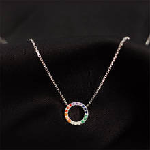 New Exquisite Creative Rainbow Circle Candy Color Silver Plated Jewelry Round Crystal Clavicle Chain Necklaces XL184 2024 - buy cheap