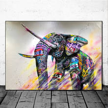 Graffiti Art Colorful Elephant Poster and Prints Animal Canvas Painting Wall Pictures for Living Room Cuadros Kid's Home Decor 2024 - buy cheap