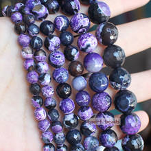 Faceted Purple Black Fire Agate 6-12mm Round Loose Beads 14inch ,Wholesale For DIY Jewellery Free Shipping ! 2024 - buy cheap