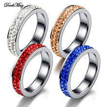 DarkMag-Anillos clásicos de acero de 3,5mm de ancho para mujer, chapado en acero inoxidable con pavé rosa, azul, rojo, cristal para mujer 2024 - compra barato