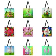 Easter Bunny Printed Tote Bag Shoulder Bag Linen Fabric Casual Tote Bag Foldable Shopping Bag Reusable Beach Bag 2024 - buy cheap