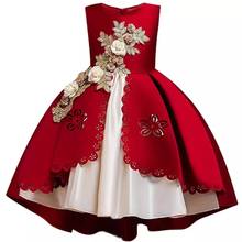 Летнее платье для девочек, элегантное платье принцессы с вышивкой, Детские платья для девочек, свадебное Вечерние нее бальное платье, детская одежда, платья 2024 - купить недорого