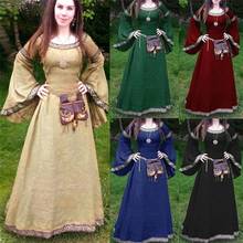 Fantasia medieval de manga longa para mulheres, traje renascentista, para festas, carnaval, halloween, manga longa, de meia idade 2024 - compre barato