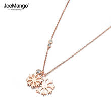 JeeMango Trendy Double Snowflakes & Cubic Zirconia Pendant Necklaces Jewelry Titanium Steel Chokers Necklace For Women JN18008 2024 - buy cheap