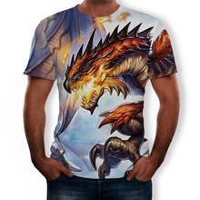 2021 summer fashion new dragon flying and phoenix 3D printing pattern men's T-shirt casual short-sleeved top 2024 - buy cheap