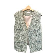 Chaleco de Tweed a cuadros para mujer, chaqueta informal de diseñador, Tops para exteriores, primavera y otoño, novedad 2024 - compra barato