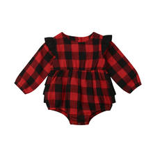 Newborn Toddler Kids Baby Girl Clothes Plaid Christmas Romper Jumpsuit Outfit Long Sleeve Baby Girl Clothes 2024 - buy cheap