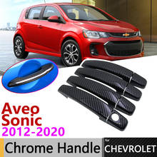 Black Carbon Fiber Door Handle Cover for Opel Chevrolet Sonic Aveo Barina 2012~2020 2019 Accessories Stickers Trim Set Chrome 2024 - buy cheap