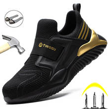 Sapatos masculinos para trabalho, tênis à prova de perfuração, com biqueira de aço, solado indestrutível, proteção para adultos, sapatos de trabalho, 2021 2024 - compre barato