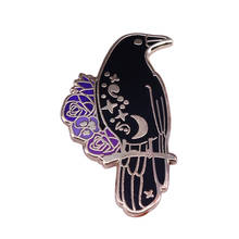 Beautiful flower crow badge horror Goth witchcraft jewelry magic addition 2024 - buy cheap