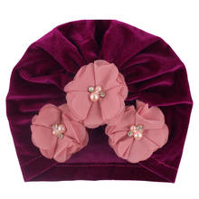 New Velvet Baby Hat Three Flower Winter Autumn Baby Turban Hat Photo Props Elastic Kids Beanie Cap Baby Hair Accessories 10 Pcs 2024 - buy cheap