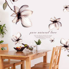 Adesivos de parede de flores da magnólia, adorável, decoração de casa, quarto, sala de estar, decoração de fundo, decalques de arte de vinil 2024 - compre barato