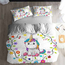 HELENGILI-Juego de ropa de cama 3D con estampado de unicornio, edredón con funda de almohada, # DJS-77 2024 - compra barato