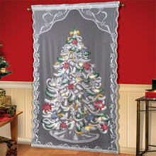 Holiday Christmas Tree Print Decor Lace Curtains Colored Lace Curtains Christmas Wear Rods Half Shade Household Door Curtain 2024 - buy cheap