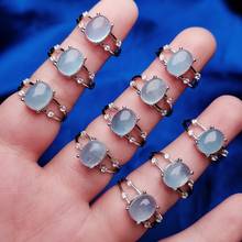 1PC Elegant Natural Aquamarines Quartz Stone Rings for Women Adjsutable Cute Small Oval Blue Crystal Rings Wedding Party 2024 - buy cheap