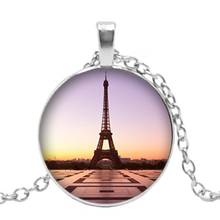 Colar artesanal de vidro, pingente personalizado na moda de 2019, colar com pingente de vidro da torre eiffel, frança, paris, presente comemorativo 2024 - compre barato