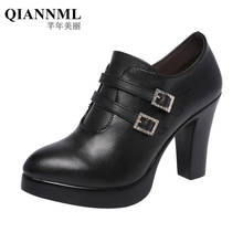 Pointed Toe Deep Mouth Platform Shoes Women Pumps 2021 Spring Fall Buckle High Heels Shoes Ladies Black Office Shoes 41 42 43 2024 - buy cheap