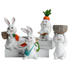 Easter Resin Decorations for Home Cute Rabbit Animal Figurines Miniature Tabletop Ornaments Statue Fairy Garden Thanksgiving 2024 - buy cheap