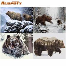 RUOPOTY Bear Painting By Numbers Drawing On Canvas Hand Painted Paintings Art Gift DIY Pictures By Number Animal Kits Home Decor 2024 - buy cheap