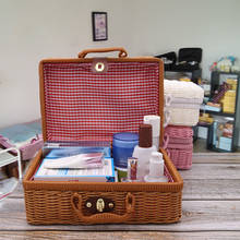 Straw Cosmetic bag finishing rattan retro suitcase woven storage rattan box bag Buyuwant 01-HB-stfgtb 2024 - buy cheap